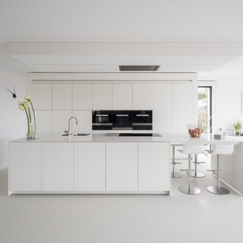 Project with modern interior doors and a steel look pivot door
