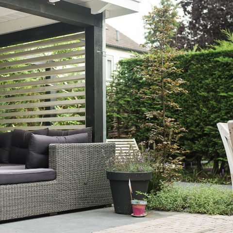 Wooden veranda black and white