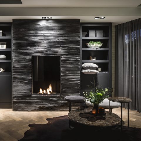 Living room with luxury fireplace