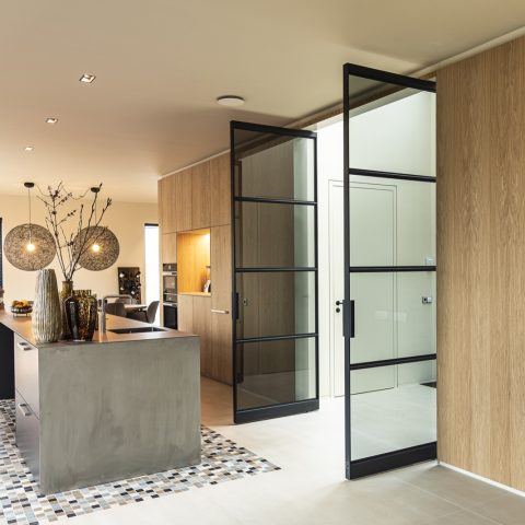 Steel doors with tinted glass