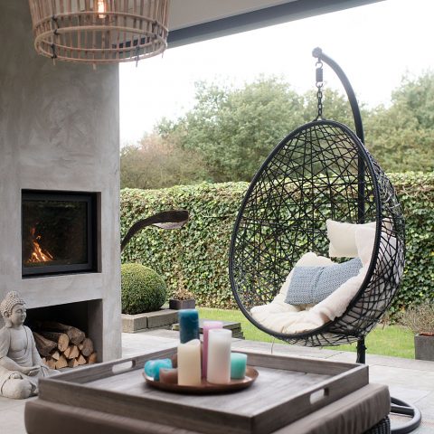 Exclusive veranda with plastered fireplace
