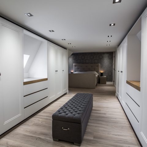 Modern walk-in closet and luxury bathroom