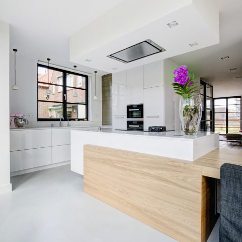Modern sleek kitchen with wood