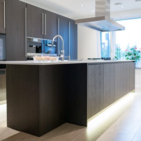 Dark handmade wooden kitchen