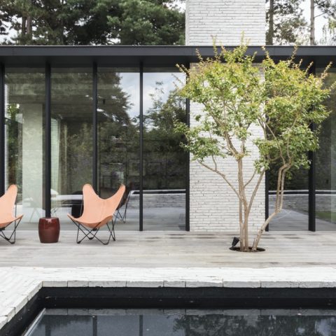 Moderne tuin bij architecturale villa