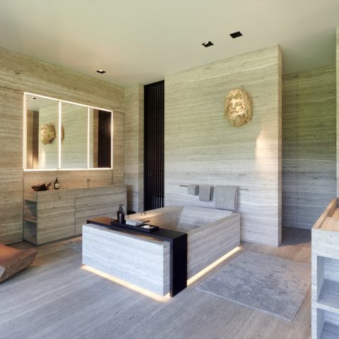 Moderne woondroom in het groen