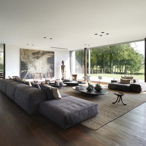 Moderne woondroom in het groen