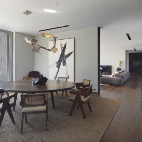 Moderne woondroom in het groen