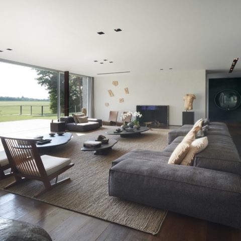 Moderne woondroom in het groen