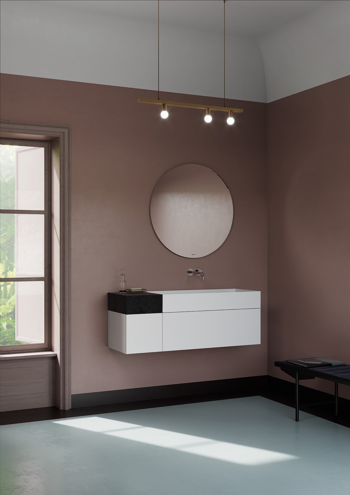 Luxury bathroom with designer furniture ,Corner,Room,Indoors,Interior Design,Double Sink,Sink,Picture Window,Bathroom,Sink Faucet,Window, Luxury, Design, Exclusive, Modern, Custom Made, Special, Beautiful