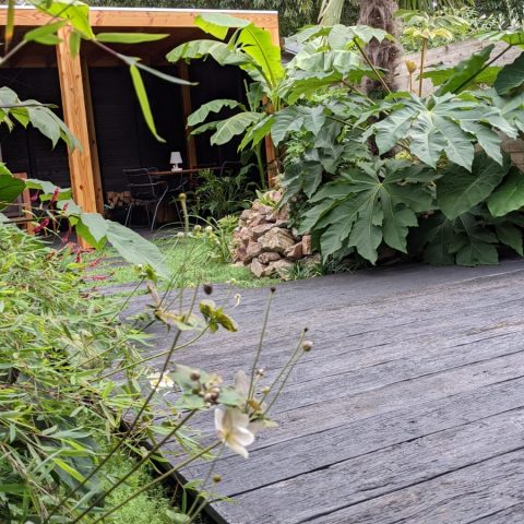 Sfeervolle jungletuin met Millboard terras