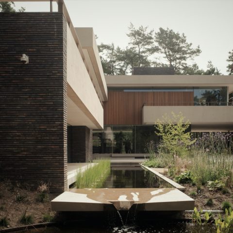 Architectonische bostuin met vijvers in Bosch en Duin