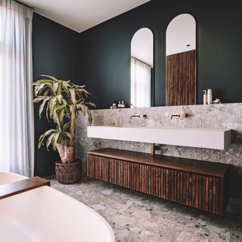 Modern interior with dark tones