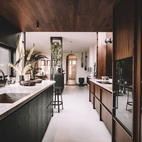 Modern interior with dark tones