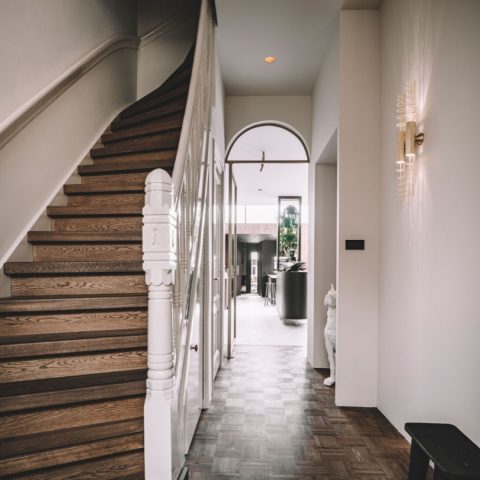Modern interior with dark tones