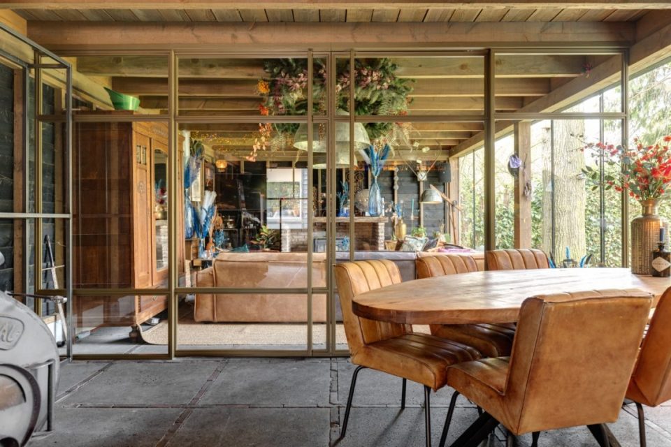 Bronze double sliding door