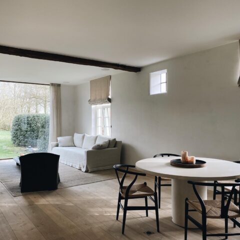 Living room with oak floor