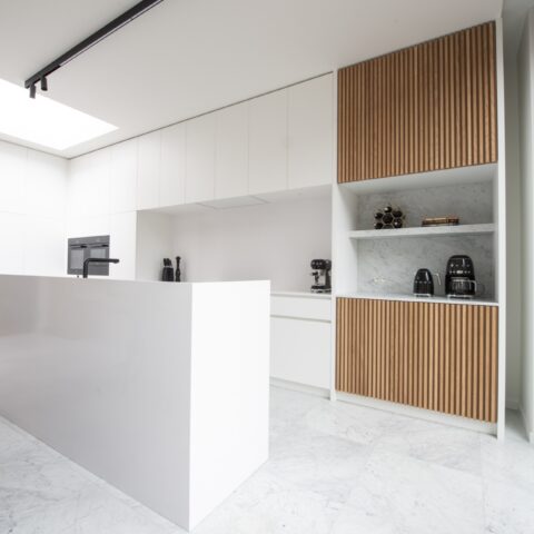 Wooden elements in modern kitchen