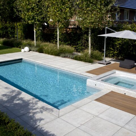 Zwedak Creates Ultimate Luxury with Skimmer Foil Pool and Tiled Whirlpool