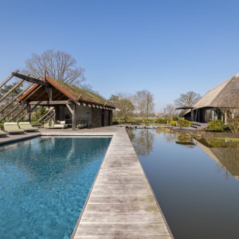 Luxury pool at pond