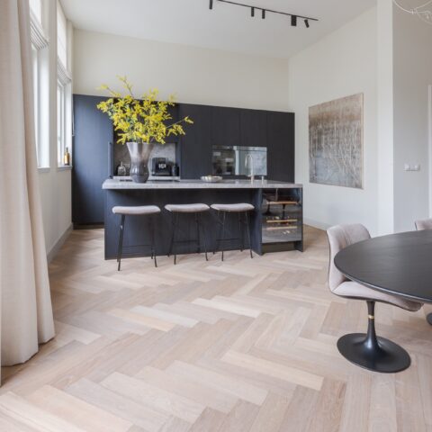 Aged oak herringbone floor