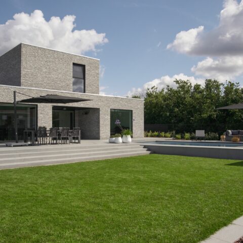 Modern minimalist garden with pool