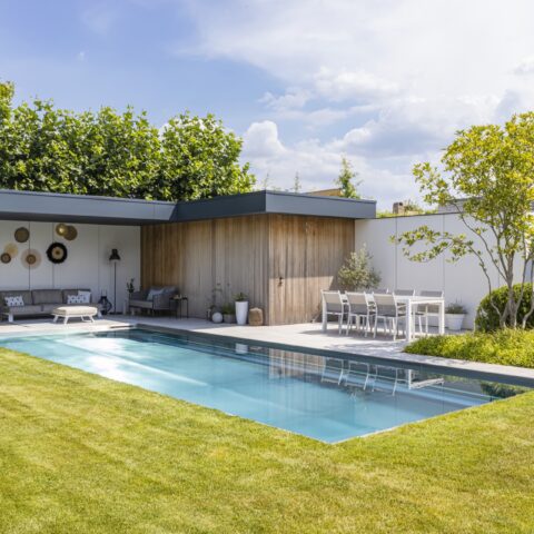 Modern swimming pool at canopy