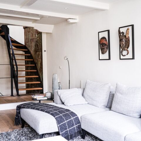Steel stairs with wooden treads