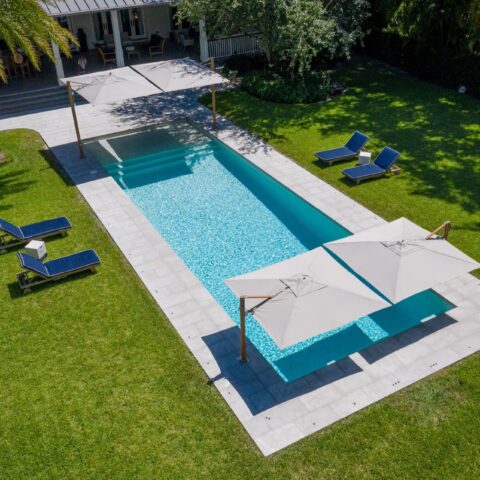 Tight parasols at pool