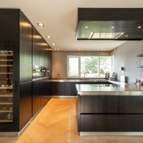 Modern black oak veneer with visible grain