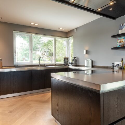 Modern black oak veneer with visible grain
