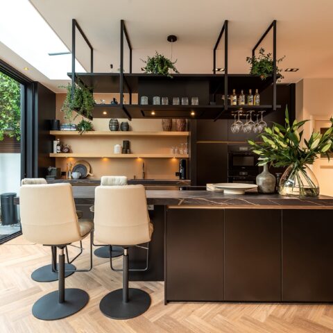 Quiet spacious kitchen with playful elements