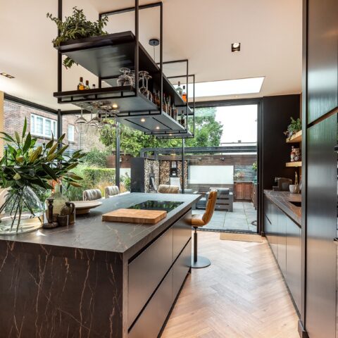 Quiet spacious kitchen with playful elements
