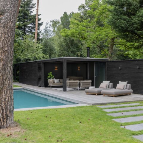 High-end custom wooden pool house