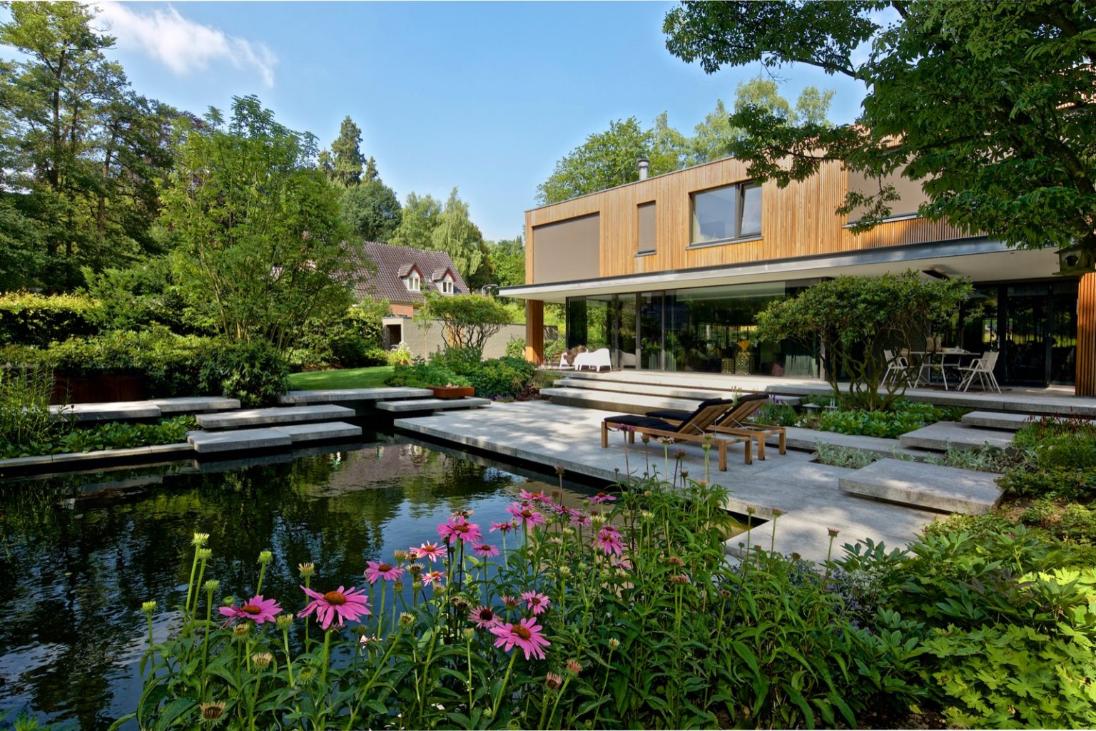 Zwemvijvertuin met betonplaten,, Luxury, Design, Exclusive, Modern, Custom Made, Special, Beautiful