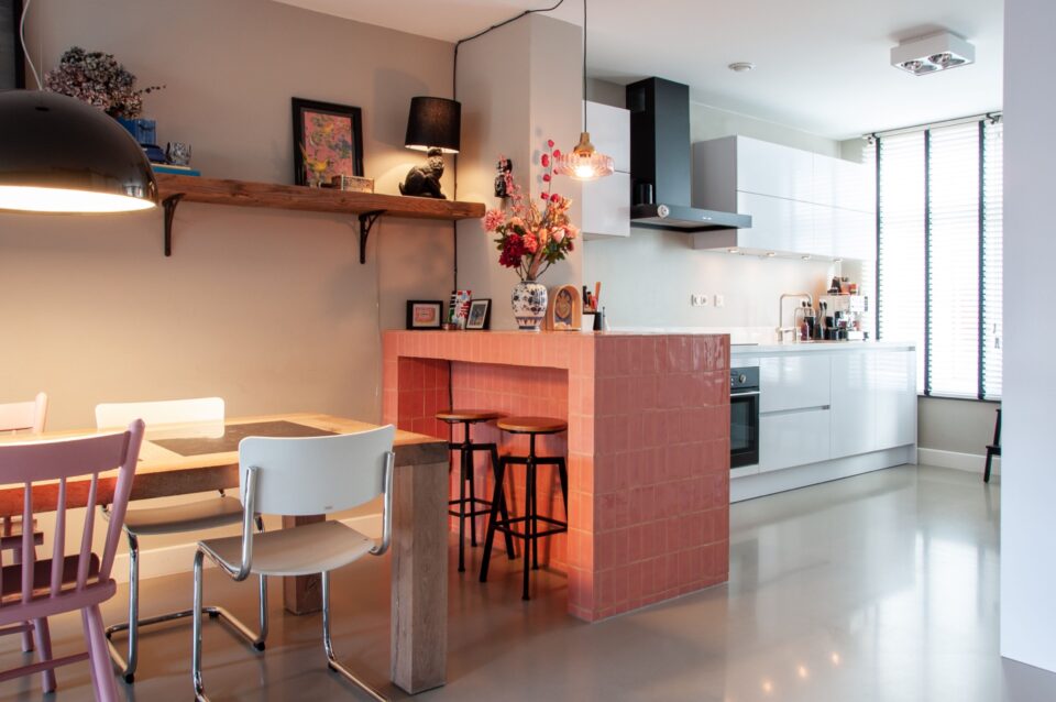 Quantalisque tegels, roze tegels, eetbar, luxe eetbar, roze Quintalisque tegels