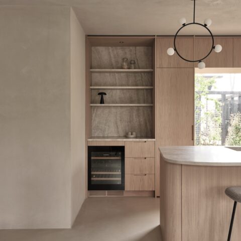 Unique kitchen with natural materials and organic shapes