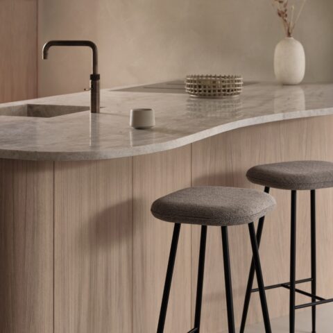 Unique kitchen with natural materials and organic shapes