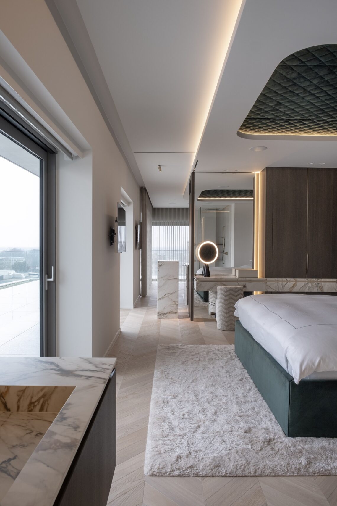 Illustration of Penthouse Apartment Enormous Master Bedroom