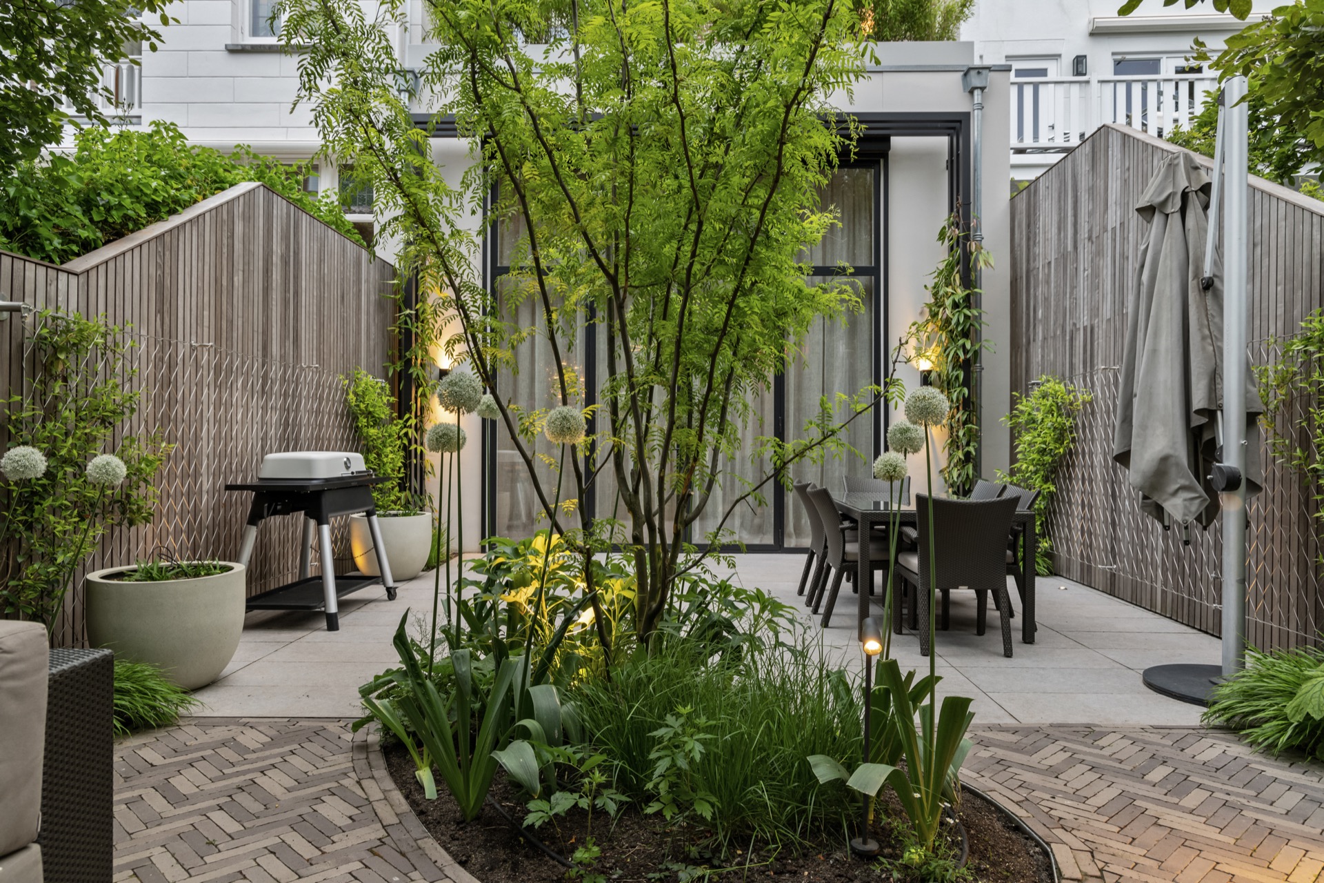 Achtertuin, natuur, buitenleven, erf, tuin, interieurontwerp, stoel, kaars, potplant, huisvesting, Luxe, Design, Exclusief, Modern, Maatwerk, Bijzondere, Mooie