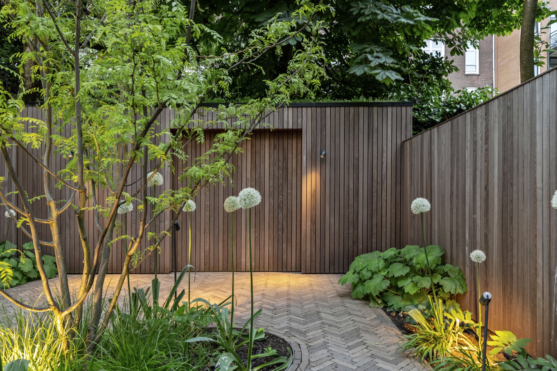 Achtertuin, Binnen, Interieurontwerp, Natuur, Buitenshuis, Erf, Tuin, Poort, Hout, Houten panelen, Luxe, Design, Exclusief, Modern, Maatwerk, Bijzondere, Mooie