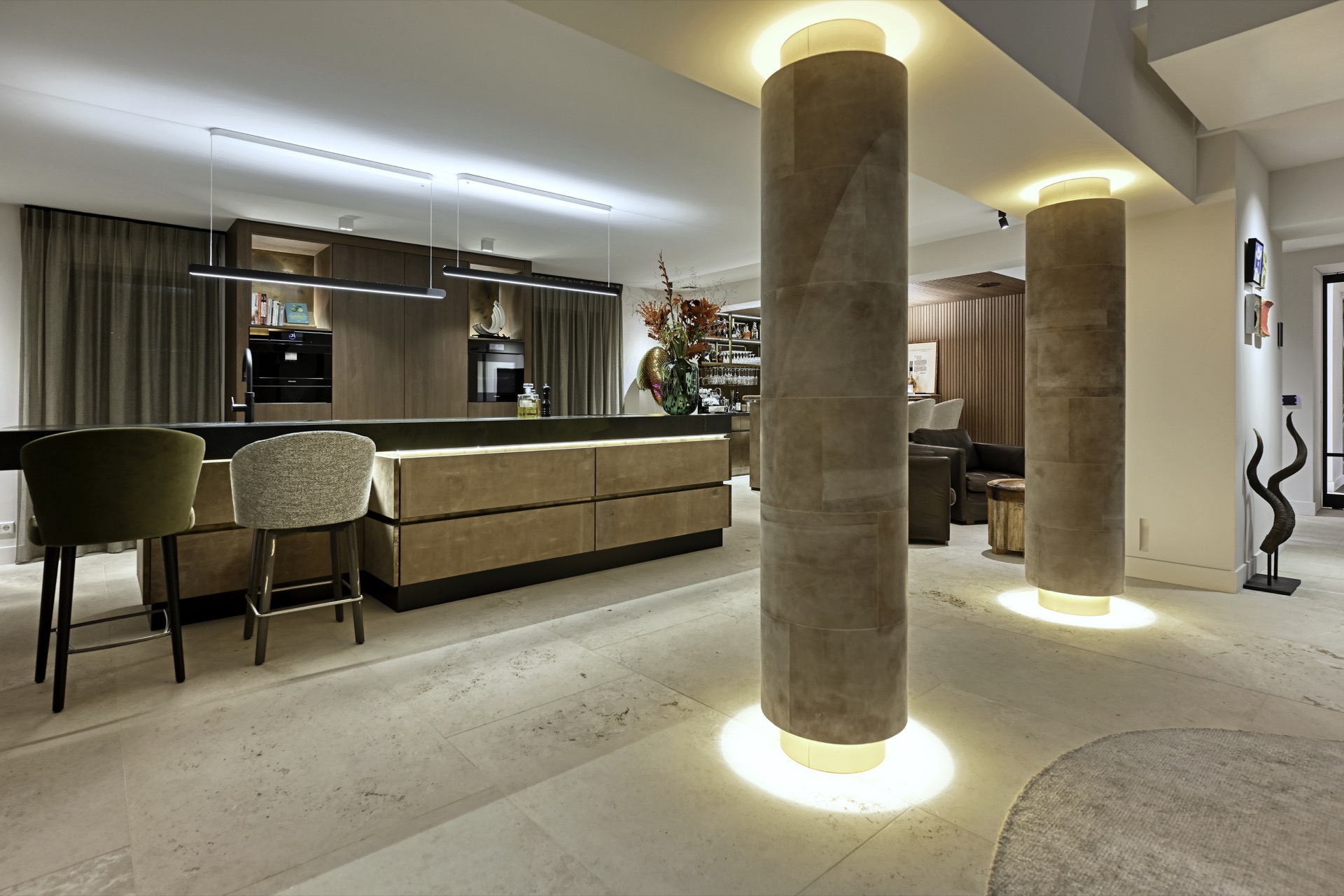 Binnen, foyer, verlichting, vloer, meubilair, tafel, vloer, gang, eettafel, interieurontwerp, Luxe, Design, Exclusief, Modern, Maatwerk, Bijzondere, Mooie