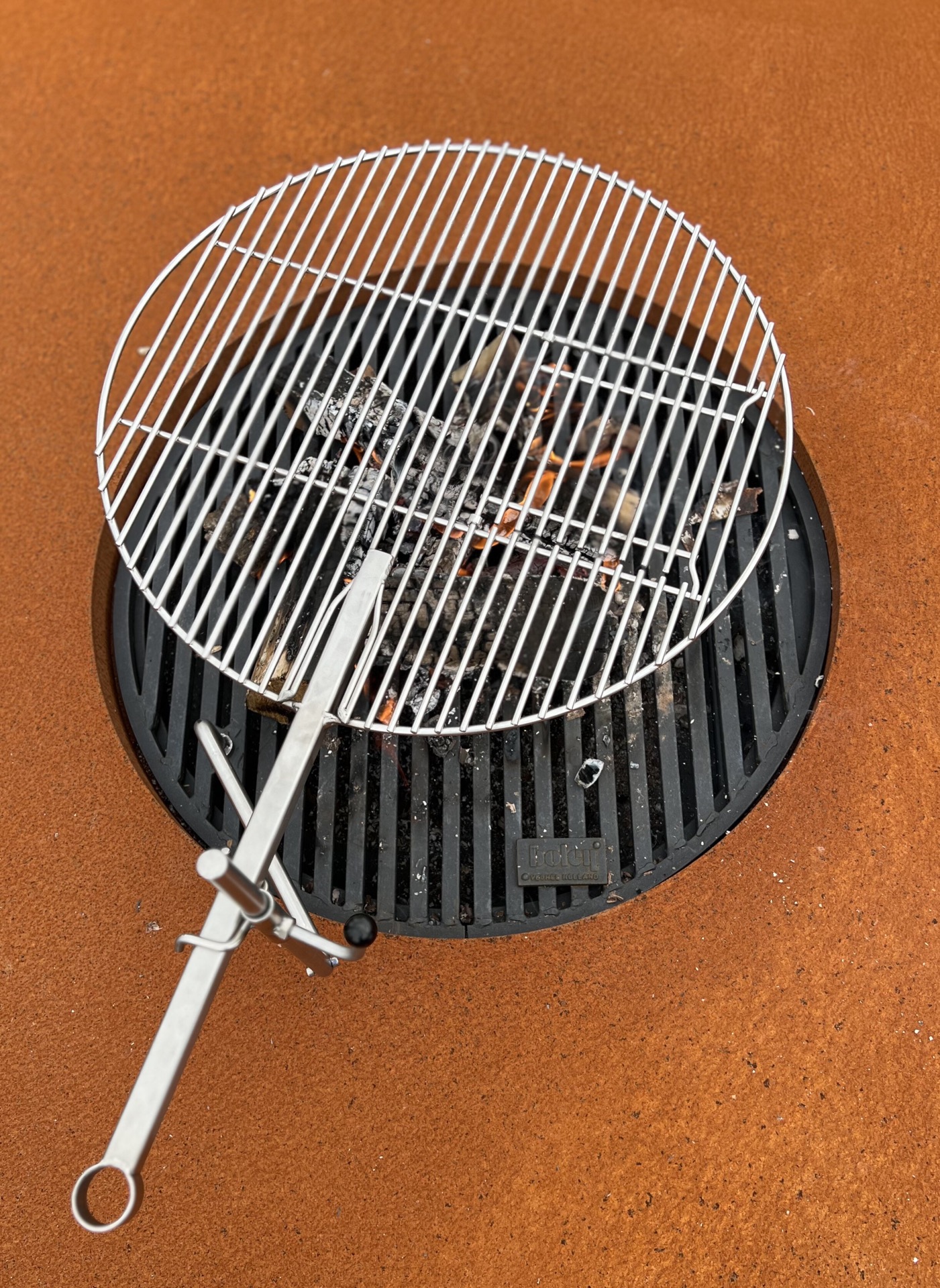 Cor-Ten Feuerstelle 200 cm: grootschalige vuurplaats met verstelbaar BBQ rooster, Luxury, Design, Exclusive, Modern, Custom Made, Special, Beautiful