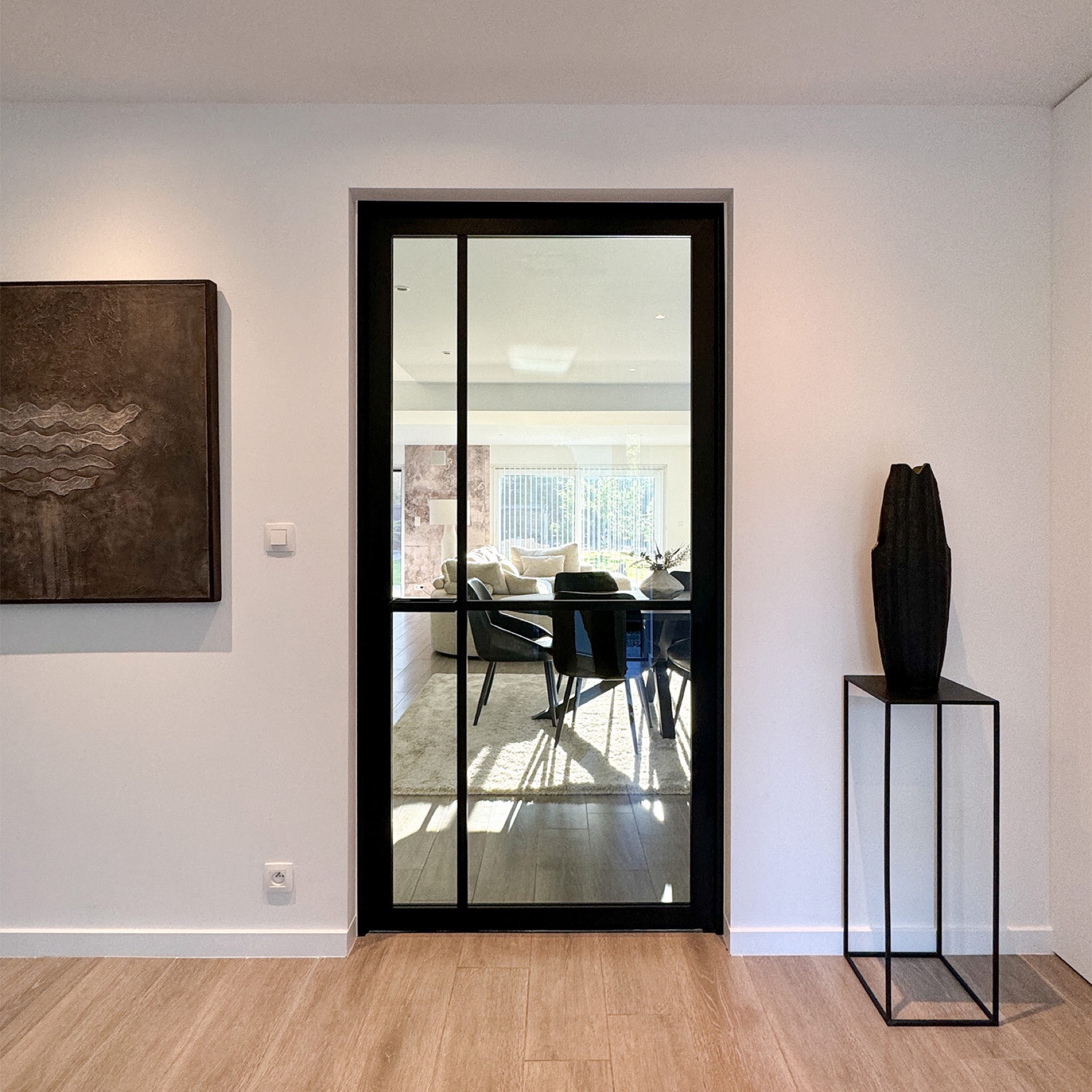 porta interna stile acciaio con vetro e telaio nero opaco: porta interna stile acciaio con telaio scuro e montanti, primo, Luxury, Design, Exclusive, Modern, Custom Made, Special, Beautiful