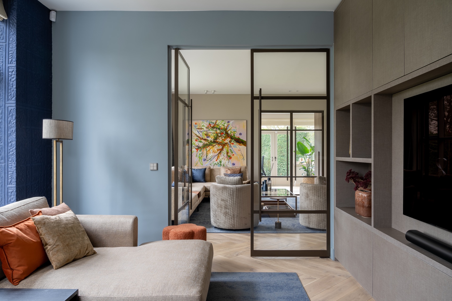 porta pivot in acciaio con divisione del vetro in 3: porte pivot in acciaio con disposizione vetro a 3 pannelli in, Luxury, Design, Exclusive, Modern, Custom Made, Special, Beautiful