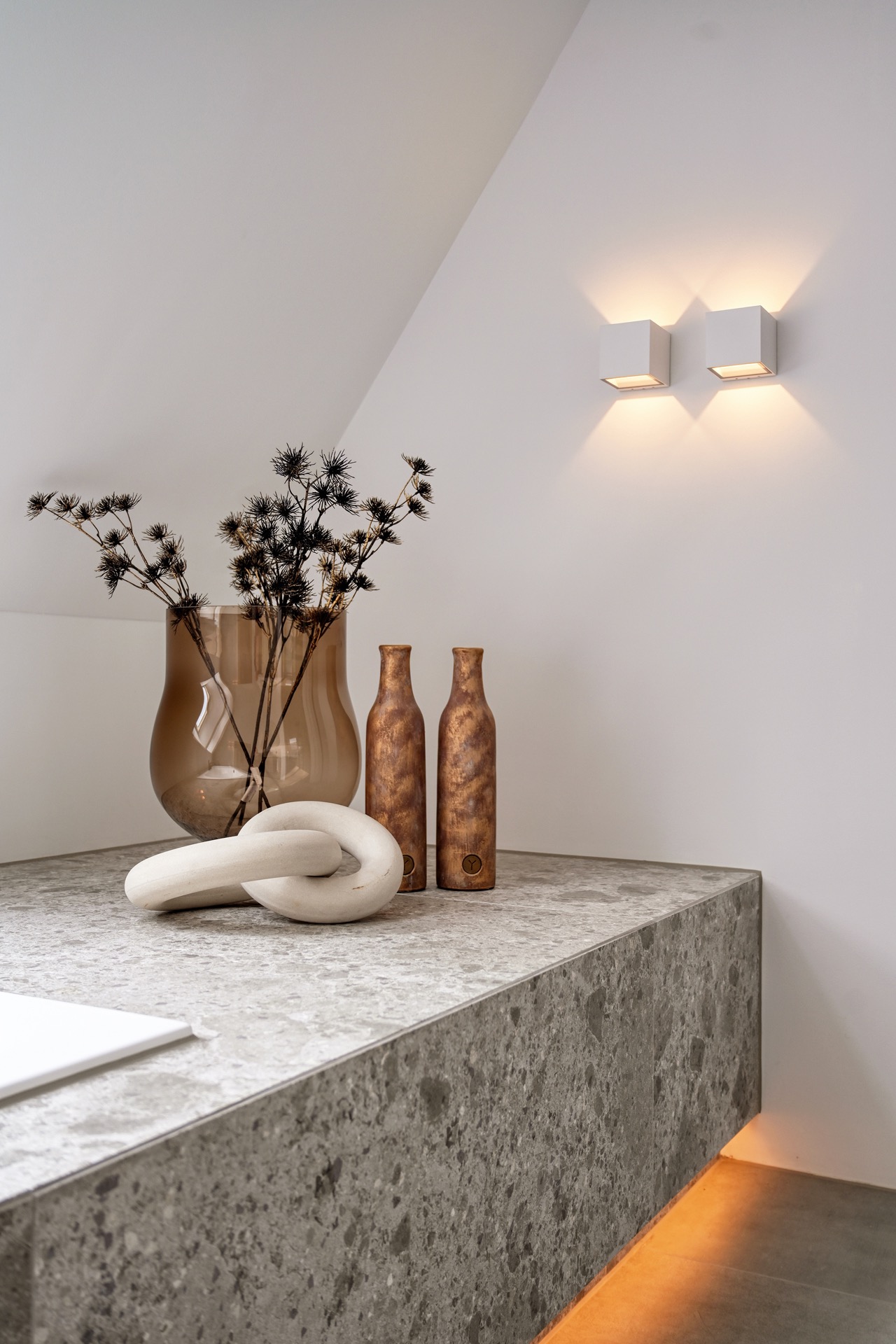 indirect LED lighting in a luxury villa interior: fitness room with vertical wood slat wall and linear ceiling lighting, Luxury, Design, Exclusive, Modern, Custom Made, Special, Beautiful