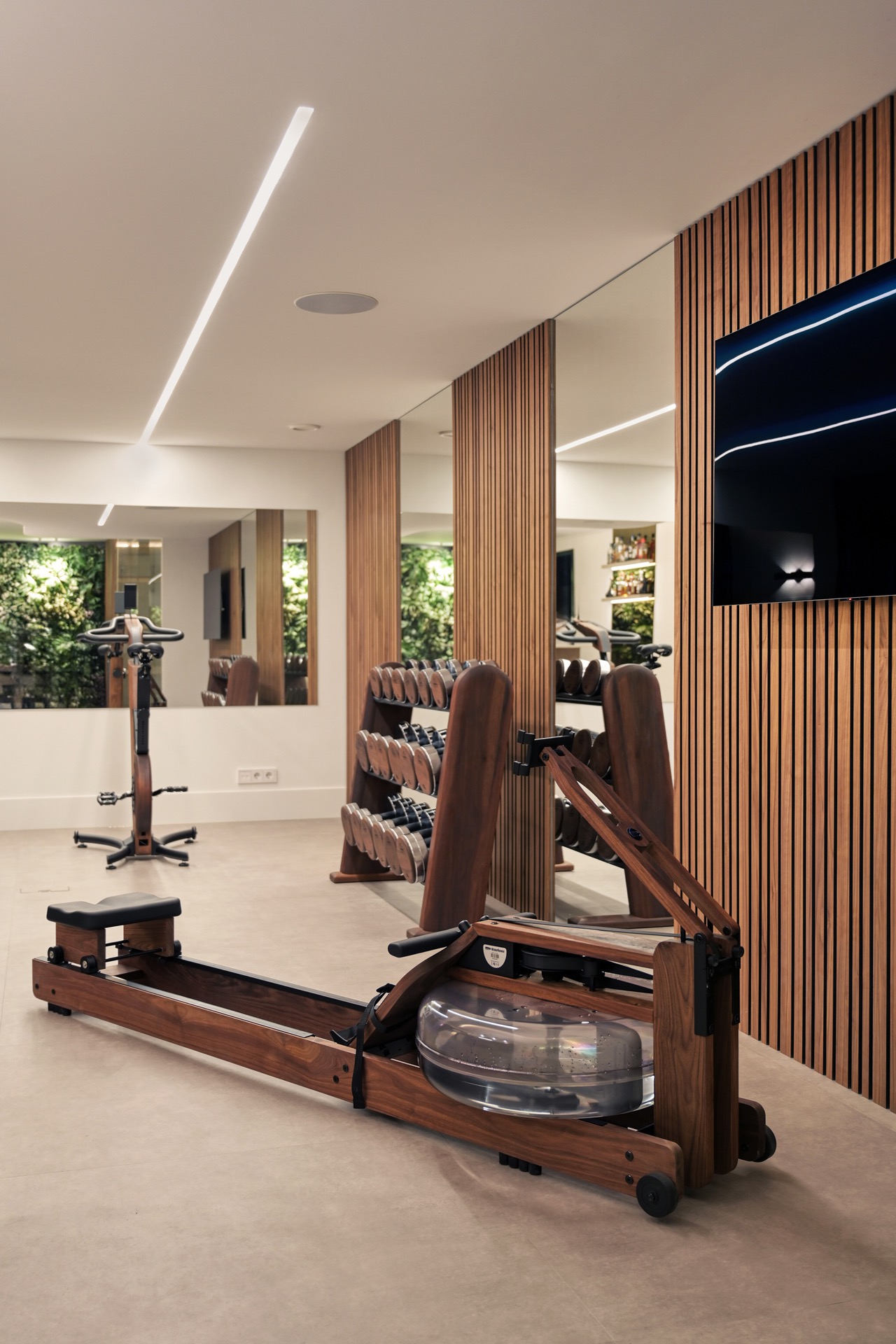 indirect LED lighting in a luxury villa interior: garden room with a luxury bar, hanging lights and warm indirect ceiling, Luxury, Design, Exclusive, Modern, Custom Made, Special, Beautiful