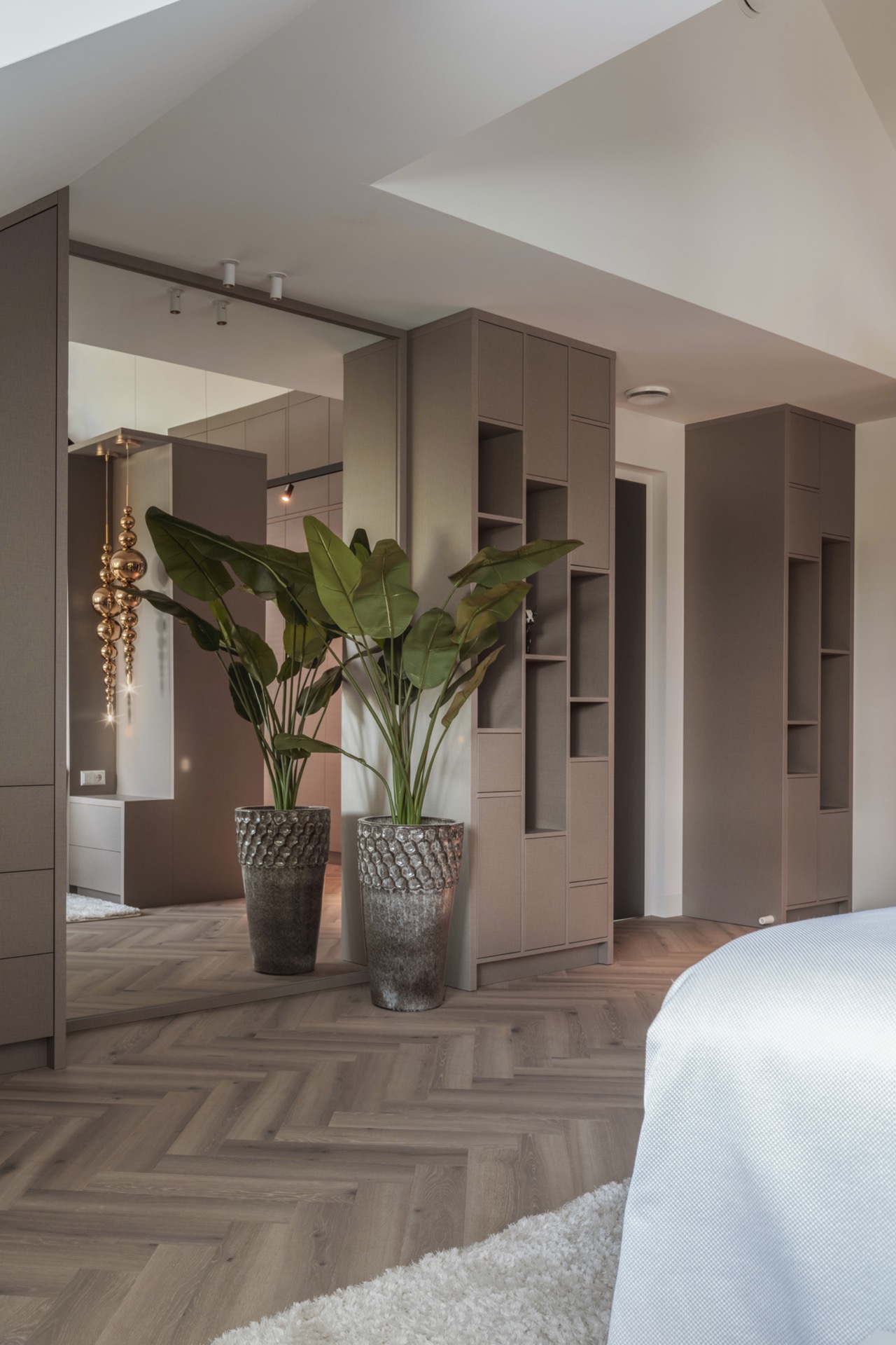 luxury pendant lighting interior: cabinet wall with niche lighting and ceiling spotlights in a luxury interior, Luxury, Design, Exclusive, Modern, Custom Made, Special, Beautiful