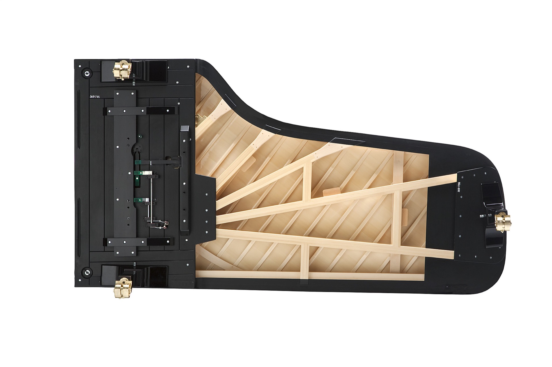 interno pianoforte a coda: pianoforte a coda aperto con vista sulla struttura in legno della cassa e sulle nervature, Luxury, Design, Exclusive, Modern, Custom Made, Special, Beautiful