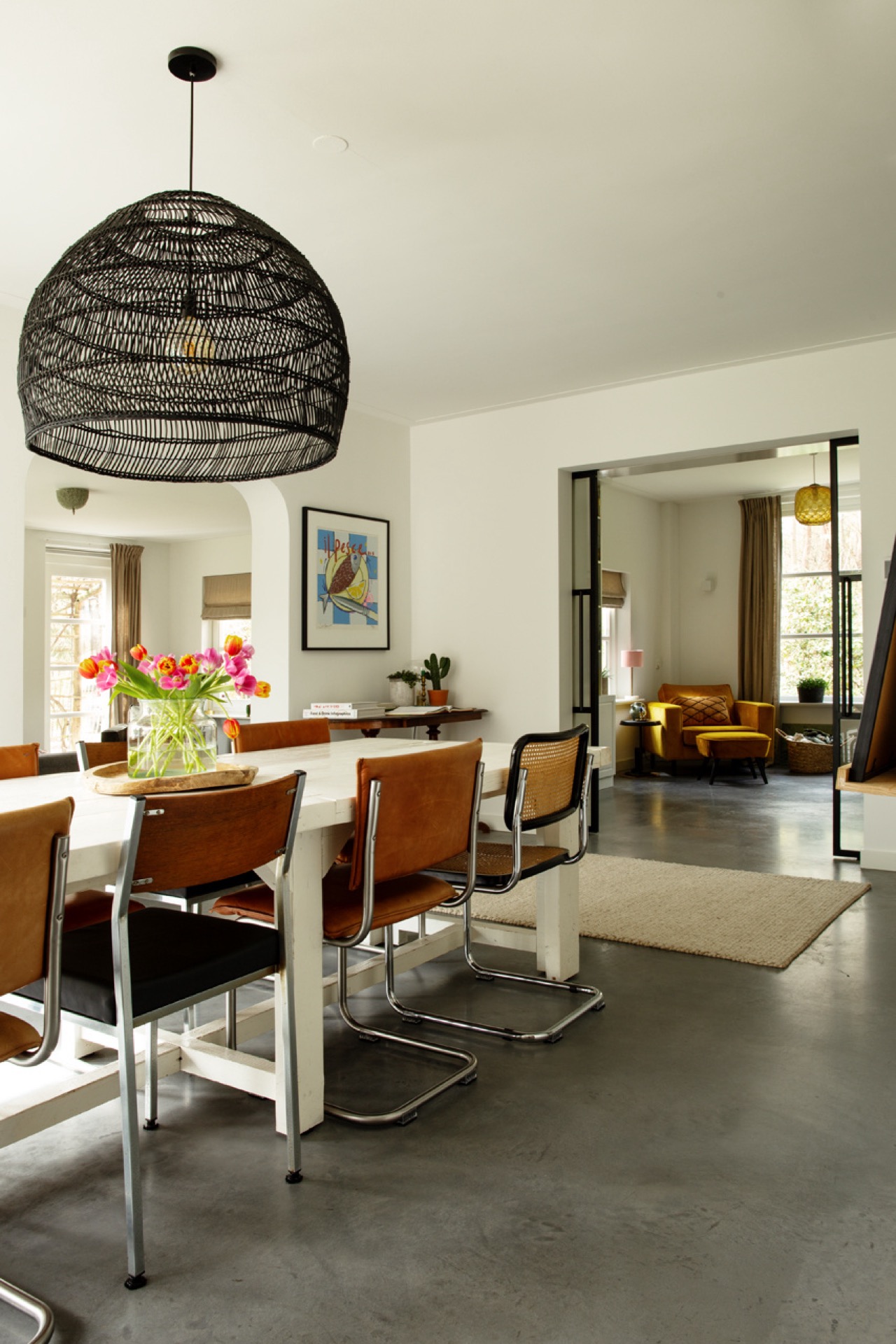 pavimento in cemento frattazzato continuo tra cucina e soggiorno: sala da pranzo con pavimento in cemento frattazzato e, Luxury, Design, Exclusive, Modern, Custom Made, Special, Beautiful